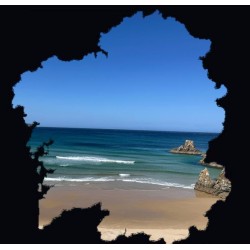 Montaje fotográfico Playa de Campelo- Mapa de Galicia